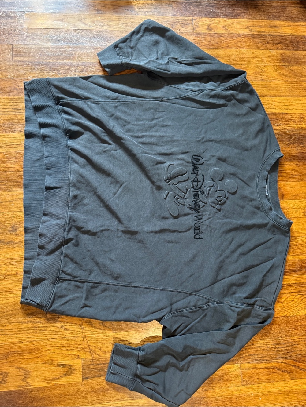 Disney Charcoal Gray Embossed Mickey Crewneck Sweatshirt - Picture 2 of 3